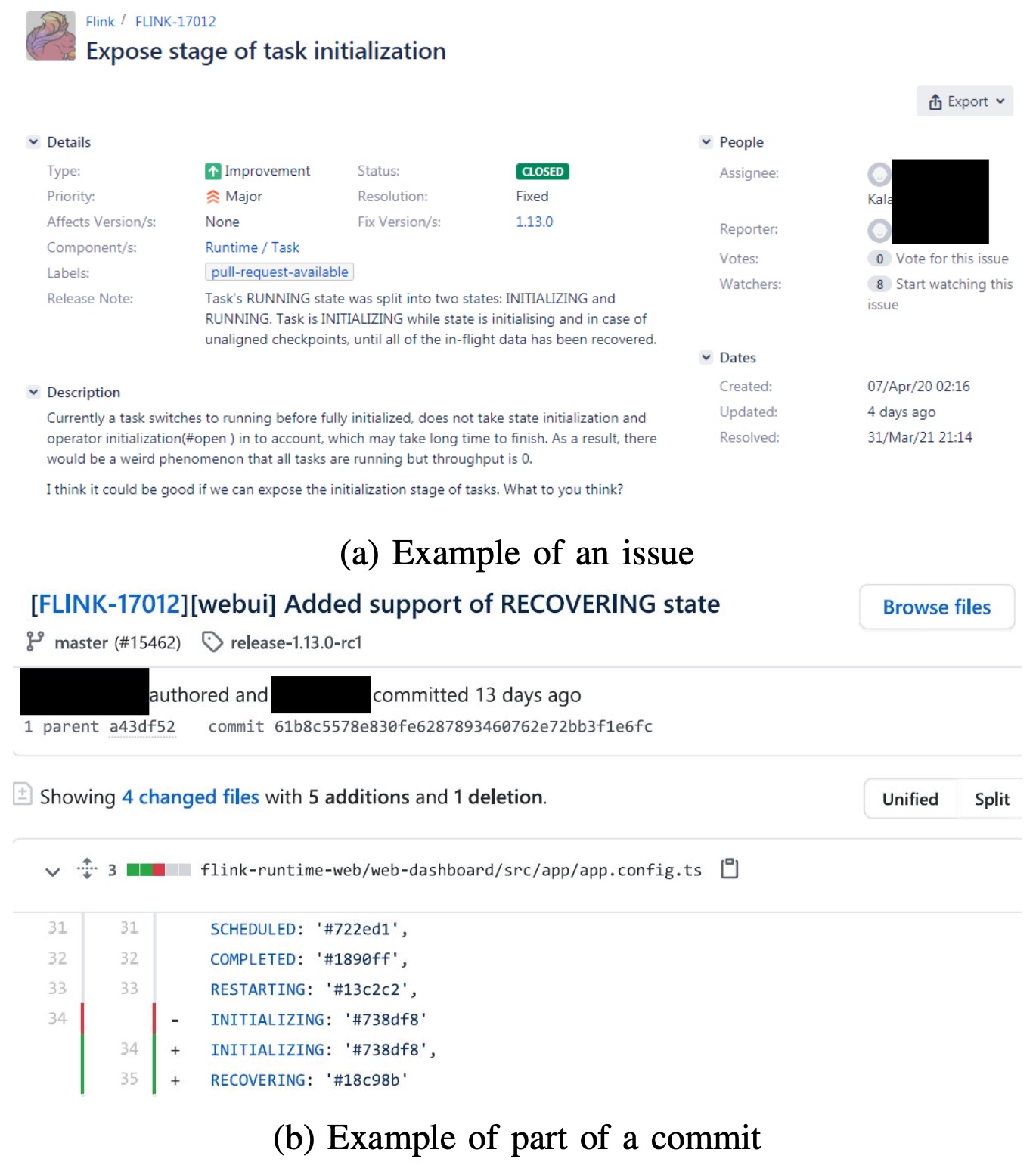Example of an issue and its related commit